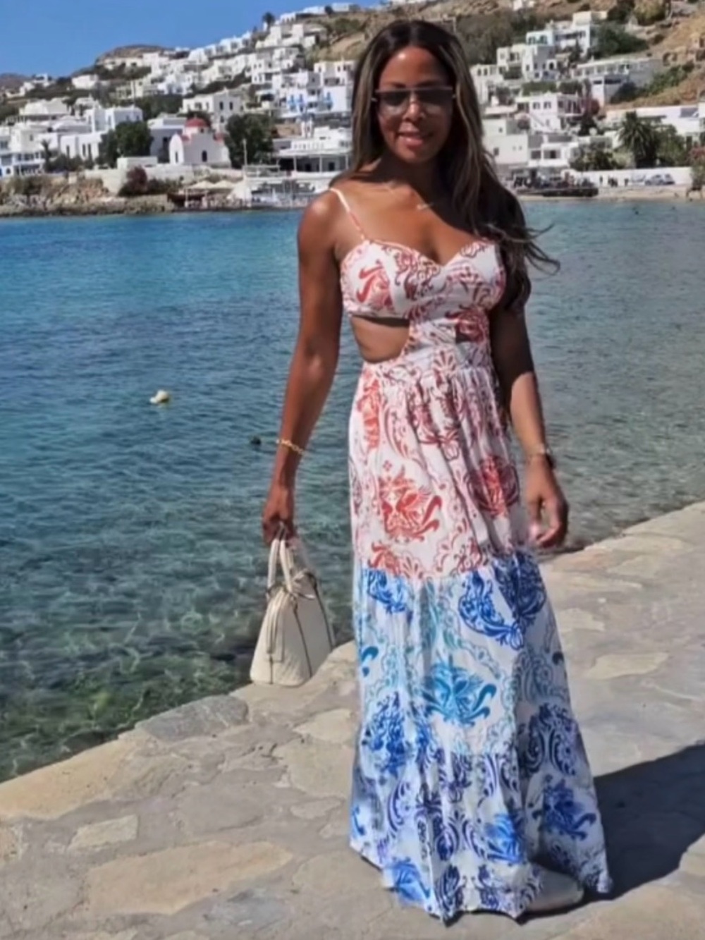🍒BOGO50%🍒 🆕🩵CHICWAYS: Multi Colored Cut Out Maxi Dress SMALL